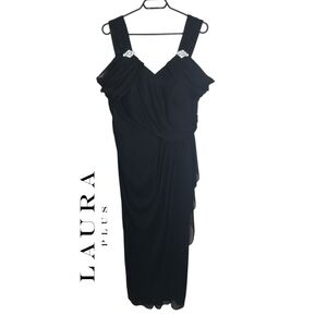 Laura Plus Long Maxi Black Gown With Accents